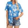 Nlife Womens Button Down Hawaiian Shirts Short Sleeve Floral Print Summer V Neck T-Shirt Casual Summer Beach Blouses Tops - 2 of 4