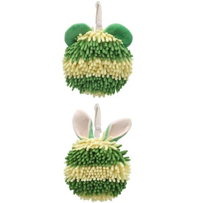 REGALWOVEN Cute Cartoon Soft Absorbent Fluffy Chenille Ball Hand Towels 2 Pcs