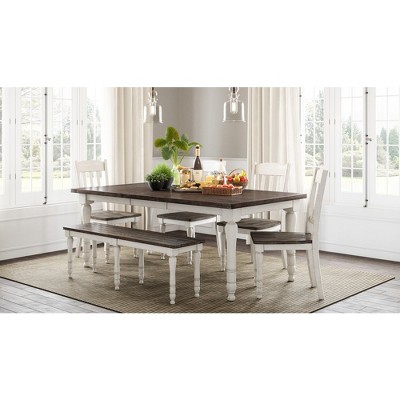 Madison County 54" Rustic Reclaimed Pine Dining Bench in Vintage White