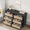 Rattan 6 Drawer Dresser, Wide Chest of Drawers with Metal Handles, Sturdy Wood Base, Bedroom Storage Organizer - 2 of 4