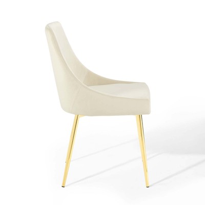 Elegant Gold and Ivory Velvet Upholstered Dining Chair