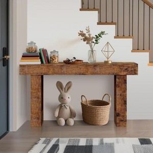 Nasitip 63" Rustic Brown Console Table, Farmhouse Sofa Table with Wooden Legs for Living Room, Entryway, or Hallway - 1 of 4