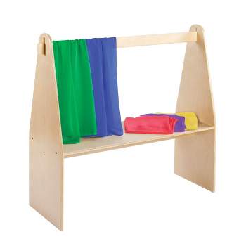 Bright Beginnings Wooden Puppet Theater with Removable Curtains and Bottom Magnetic Chalkboard