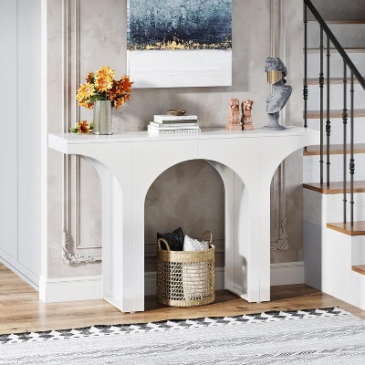 White Wooden 47-Inch Console Table with Arch Base