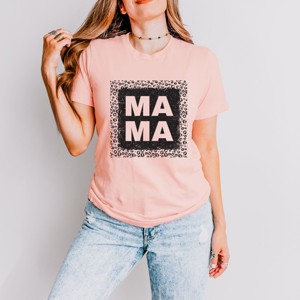 Simply Sage Market Leopard Mama Square Short Sleeve Tee - M - Blush - 1 of 4