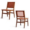 Subrtex Dining Chairs Set Of 2 PU Leather Kitchen Chairs Modern Woven Strips Side Chairs - image 2 of 4