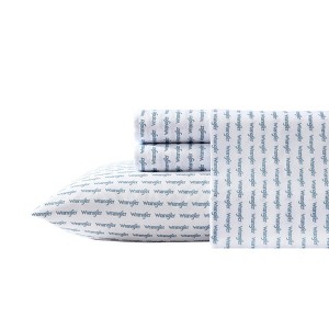 Wrangler Stamped Logo Blue Twin Sheet Set - 1 of 4