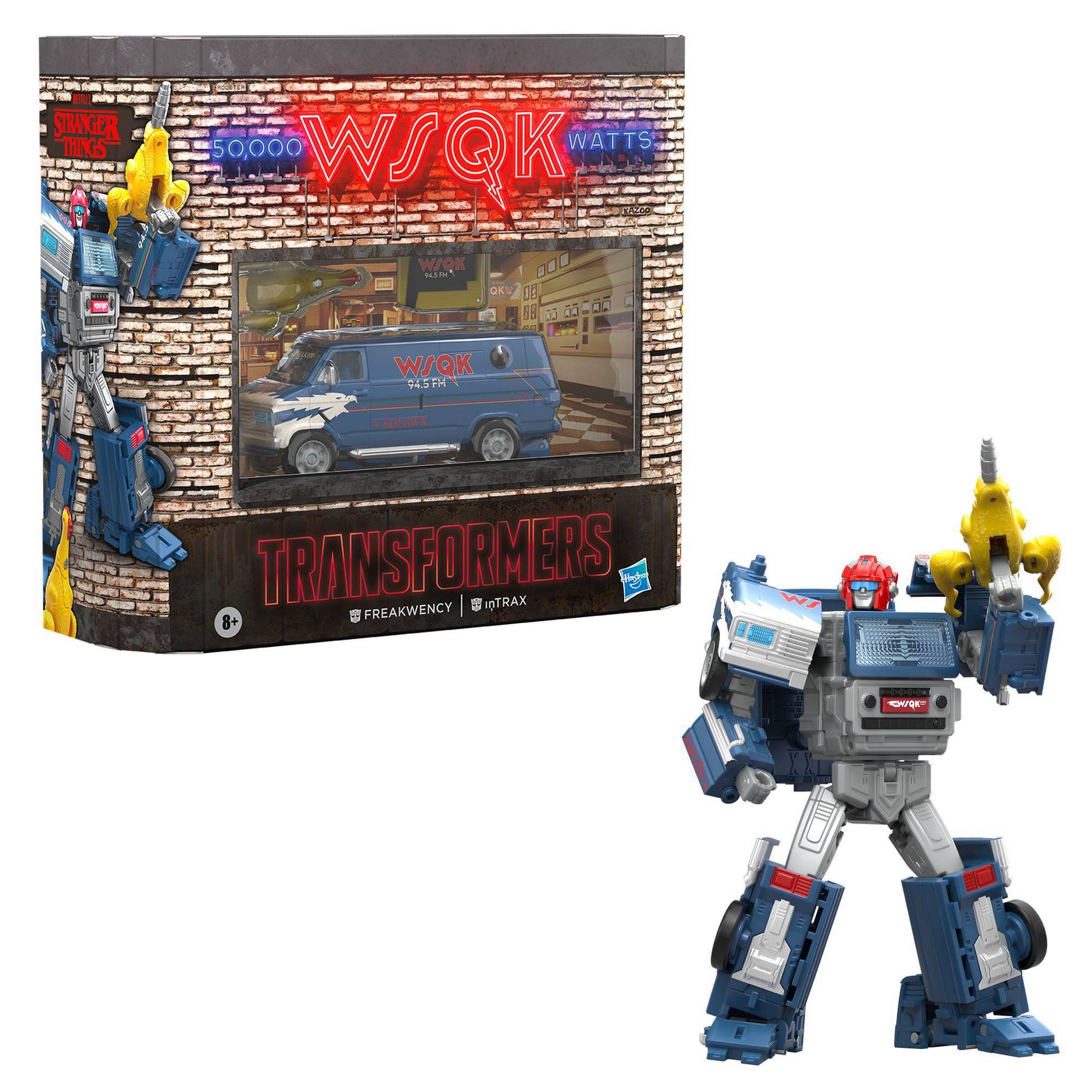 Transformers Collaborative Stranger Things Freakwency and 8-Trax Action Figures