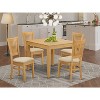 5-Piece Natural Oak Finish Solid Wood Top - Dining Room Set - Seats 4 - 2 of 4