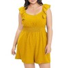 Women's Plus Size Swiss Dot Rompers Summer Sleeveless Short Jumpsuits with Pockets - 4 of 4