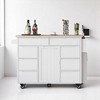 Rolling Kitchen Island Cart with 8 Handle-Free Drawers, Rubberwood Top, Removable Flatware Organizer, Adjustable Shelf and Lockable Wheels - 2 of 4