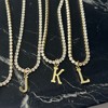 Adornia 14k Gold Plated Tennis Necklace with Initial Charm - 2 of 3