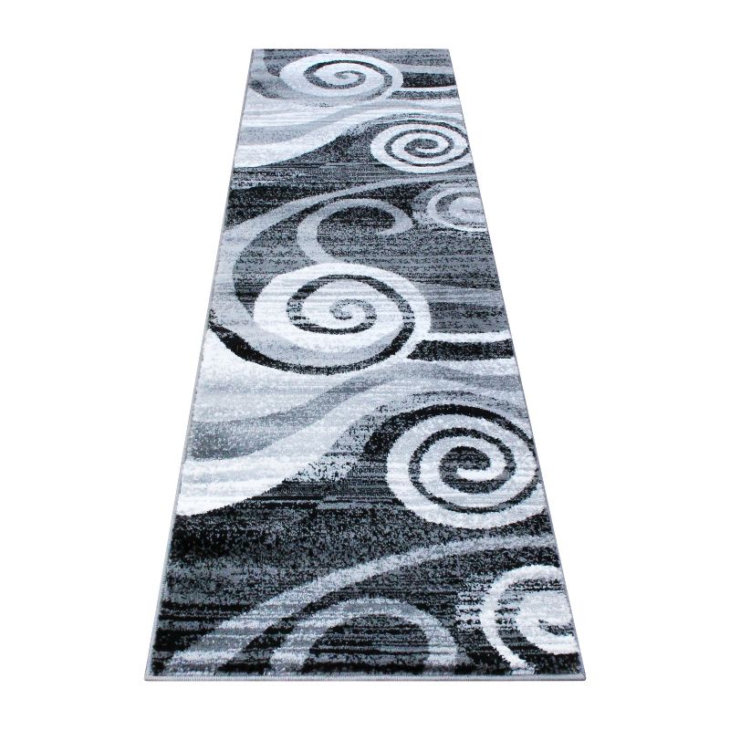Emma and Oliver Contemporary Swirl Plush Pile Accent Rug with Scraped Effect and Jute Backing, 1 of 7