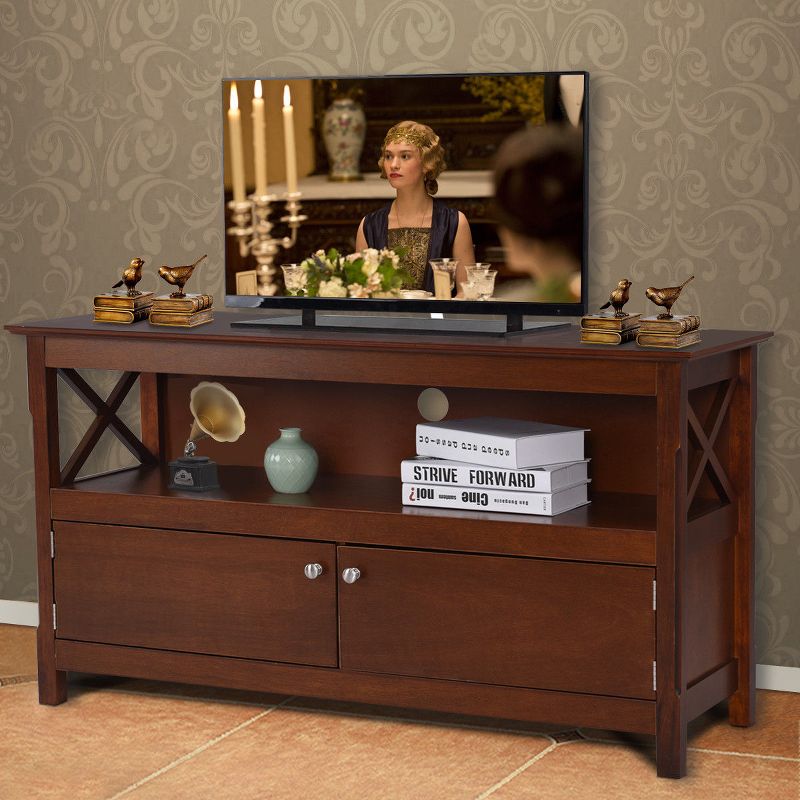 Costway 44'' TV Stand Console Wooden Storage Cabinet Shelf Media Center Television Stand, 1 of 10