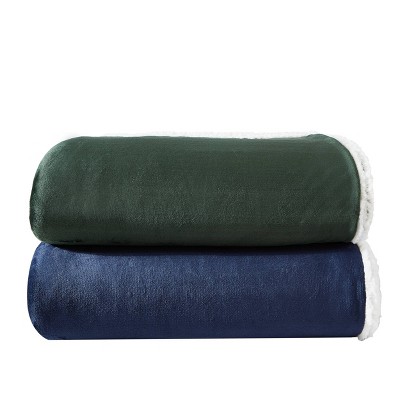 Twin Blue Plush Fleece Sherpa Reversible Blanket