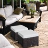 Outsunny 2 Pc 20" Outdoor PE Rattan Wicker Ottoman, Fade-Resistant Patio Footrest with Soft Cushion, Steel Frame, Dark Brown, White - 3 of 4