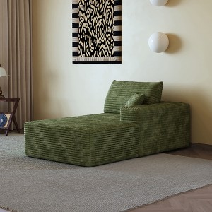 MAYEERTY Left Sleeper Sofa Green - Corduroy, Left-Sleeper, No Assembly, Fits Living Room/Bedroom - 1 of 4
