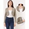 INSPIRE CHIC Women's Vintage Plaid Tweed Open Front Cropped Bolero Shrug - 2 of 4