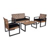 4-Piece Patio Furniture Set with Acacia Wood Coffee Table, All-Weather Wicker Outdoor Conversation Set for Balcony/Garden/Backyard 4A - ModernLuxe - 4 of 4