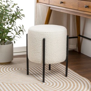 JONATHAN Y Silvia Modern Minimalist Round Backless Metal/Vegan Leather Cushioned Vanity Stool - 1 of 4