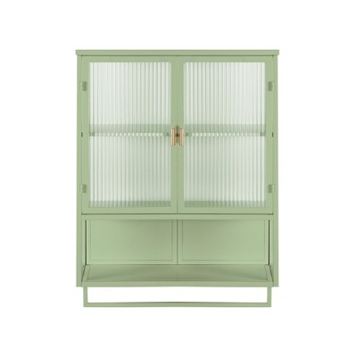 Chery Life 23.62" Two-door Wall Cabinet with Two-tier Enclosed Storage, an Open Shelf, Towel Rack, for Living Room Bathroom Dining Room