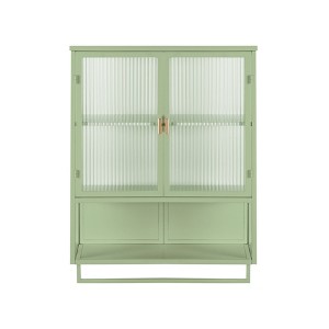 Chery Life 23.62" Two-door Wall Cabinet with Two-tier Enclosed Storage, an Open Shelf, Towel Rack, for Living Room Bathroom Dining Room - 1 of 4