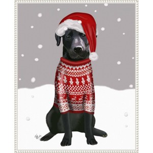 Amanti Art 23"x28" Black Labrador Christmas Sweater 1 by Fab Funky Framed Canvas Wall Art - 1 of 4