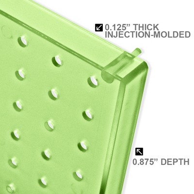 Green Plastic Pegboard Wall Organizer Kit with Clear Acrylic Accessories