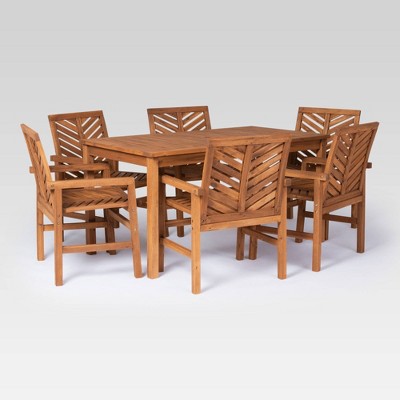 7pc Coro Chevron Outdoor Patio Dining Set Brown - Saracina Home