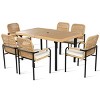 7-Piece Outdoor Patio Dining Set, Wicker Rattan Oblong Table and 6 Chairs with Faux Wood Tabletop and Umbrella Hole – Cuddlewood - 3 of 4