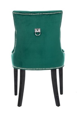 Emerald Velvet Upholstered Parsons Side Chair with Espresso Wood Legs
