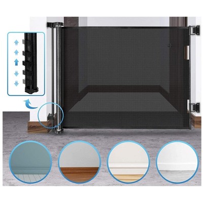 Black Retractable Mesh Pet Gate for Stairs and Doorways