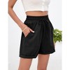 Garvee Womens High Waist Shorts with Deep Pocket Drawstring Linen Texture Casual Shorts for Women Summer Athletic Shorts - 3 of 4
