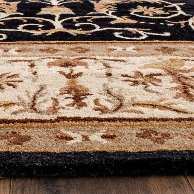 Empire Black and Ivory Hand-Tufted Wool Area Rug 3' x 5'