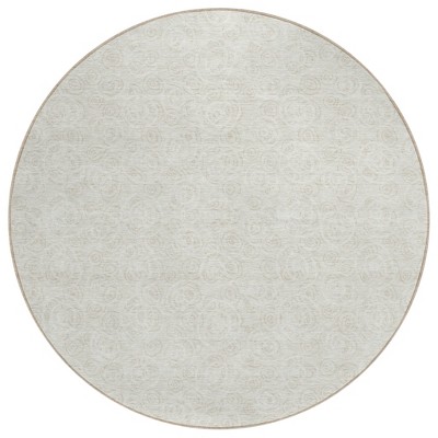 Ivory And Beige Geometric Washable Indoor Outdoor Area Rug