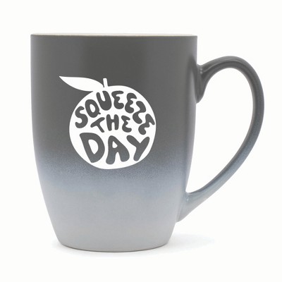 Elanze Designs Squeeze The Day Two Toned Ombre Matte 10 ounce New Bone China Coffee Tea Cup Mug, Gray and White