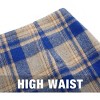 Women's High Waist Plaid Skirt - Wool Blend Bodycon Pencil Mini Skirt Blue - 3 of 4