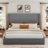 Queen/King Size Bed Frame w/ Storage Drawers, Corduroy Upholstered Platform Bed w/ Wingback and Tufted Headboard - 3 of 4
