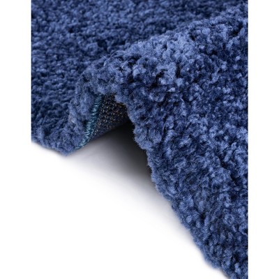Navy Blue Rectangular Stain-Resistant Synthetic Area Rug