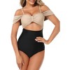 Womens One Piece Swimsuits Off Shoulder Color Block Bikini Summer Monokini - 2 of 4