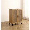 APRILSOULNatural Rattan Storage Cabinet Double-Door Shoe Cabinet with Large Storage Space and Durable Structure 29.5inch - 2 of 4