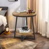 Lirago Brown 2-Tier Round End Table E1 Particle Board Metal Frame 19.68x19.68x23.62 Storage Shelf Nightstand - 3 of 4