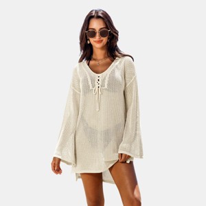 Women's Airy Knit Beach Cover Up Dress - Cupshe - 1 of 4