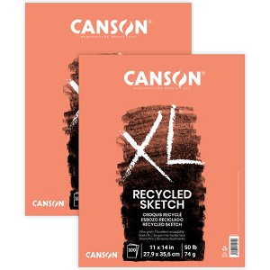 Canson XL Series Sketch Pad, Recycled, Foldover Binding, 100 Sheet, 11x14 inch, Pack of 2 - 1 of 4