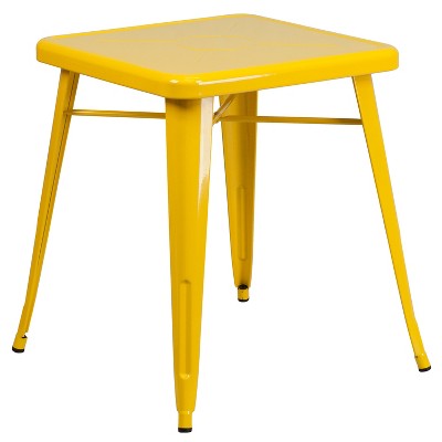 Emma and Oliver Commercial Grade 23.75" Square Colorful Metal Indoor-Outdoor Dining Table