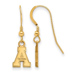 Black Bow Jewelry 14k Yellow Gold Plated Sterling Silver Appalachian State Mountaineers NCAA Dangle Earrings - 1 of 3