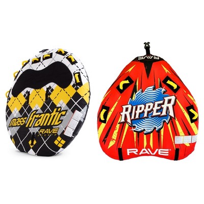 RAVE Sports Mass Frantic 4 Rider Inflatable Towable Innertube Float + RAVE Sports Ripper 2 RiderInflatable Innertube Towable Float