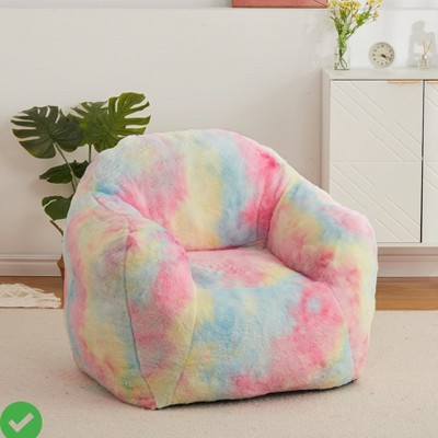 Oversized Faux Fur Bean Bag Chair - 41"x51" Foam Filled Lounger for Teens & Adults (Pink)
