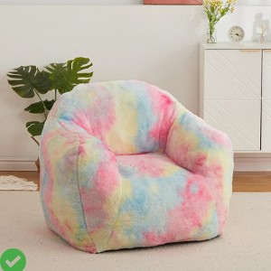 Oversized Faux Fur Bean Bag Chair - 41"x51" Foam Filled Lounger for Teens & Adults (Pink) - 1 of 4