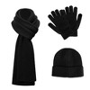 NPolar "3Pcs Winter Knitted Hat, Scarf & Gloves Set for Men & Women - Warm Beanie, Touch Screen Gloves" Black - 3 of 4